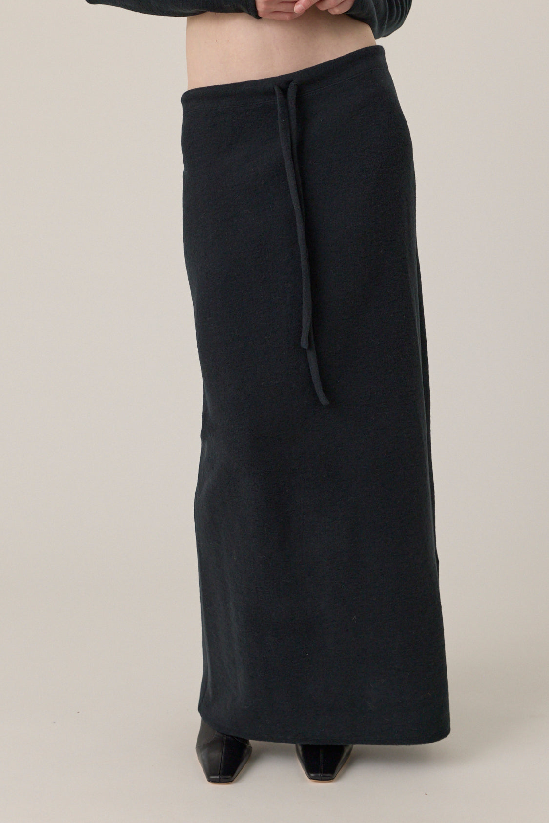 Drawstring Wool Skirt