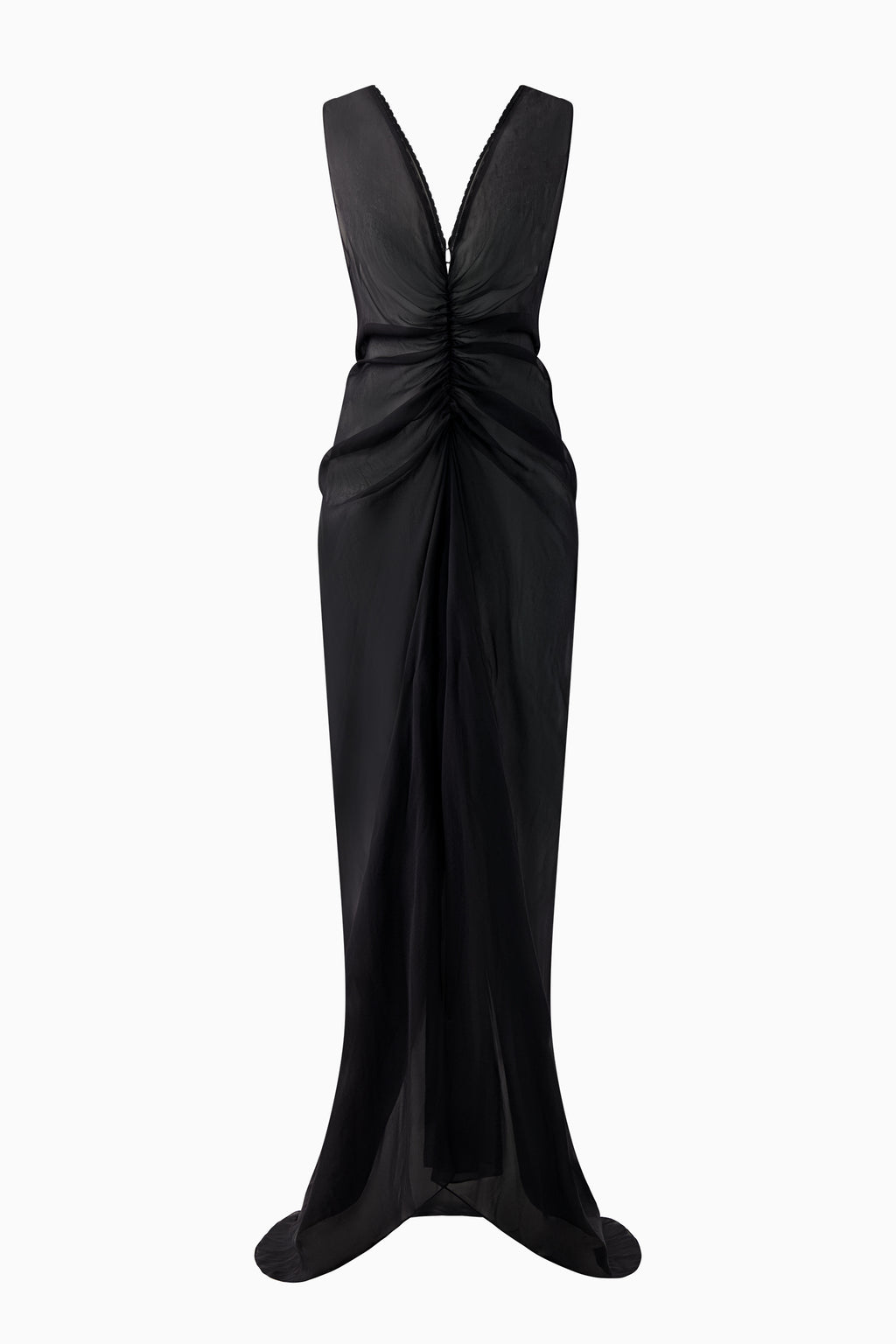 Gathered Chiffon Dress - Black