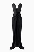 Gathered Chiffon Dress - Black