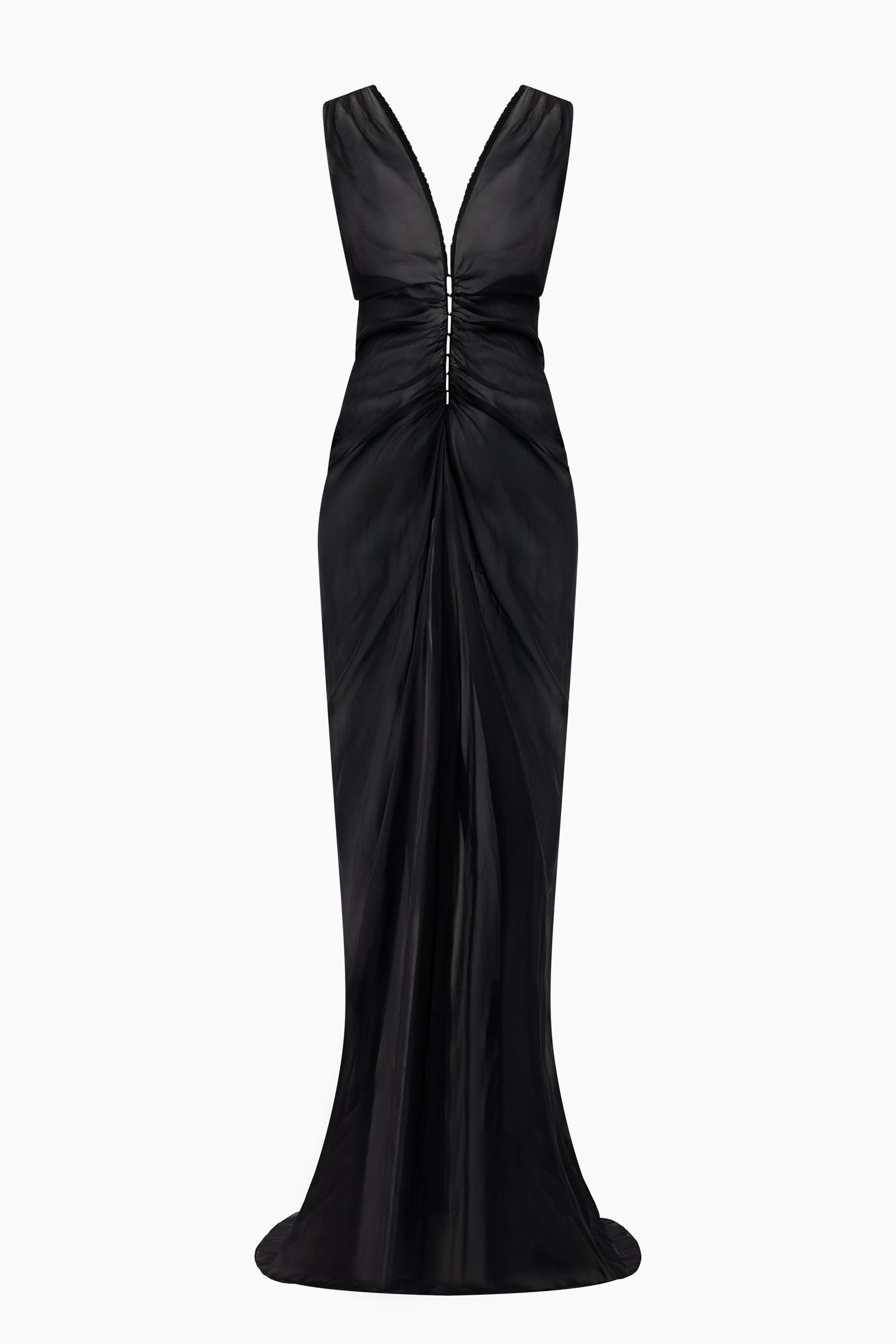 Gathered Chiffon Dress - Black