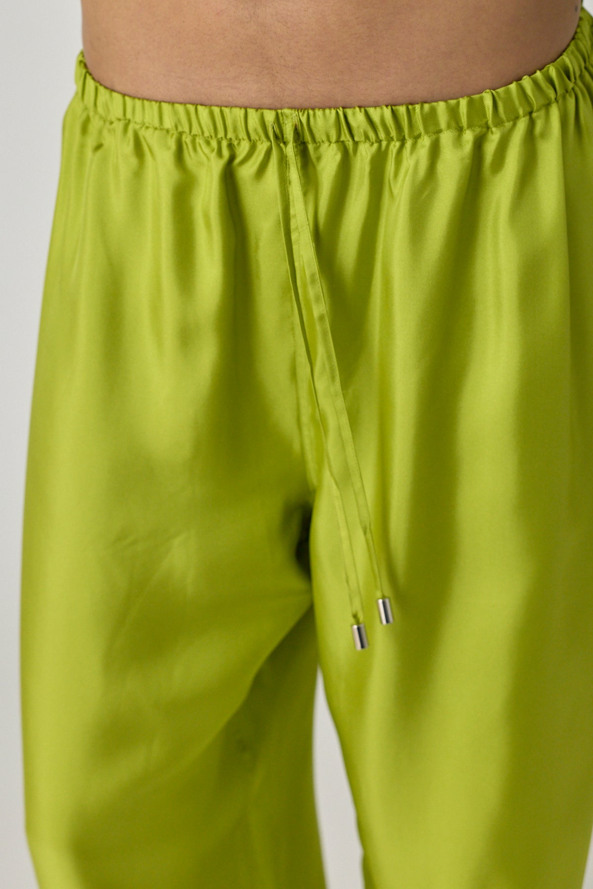 Silk Drawstring Pant - Chartreuse