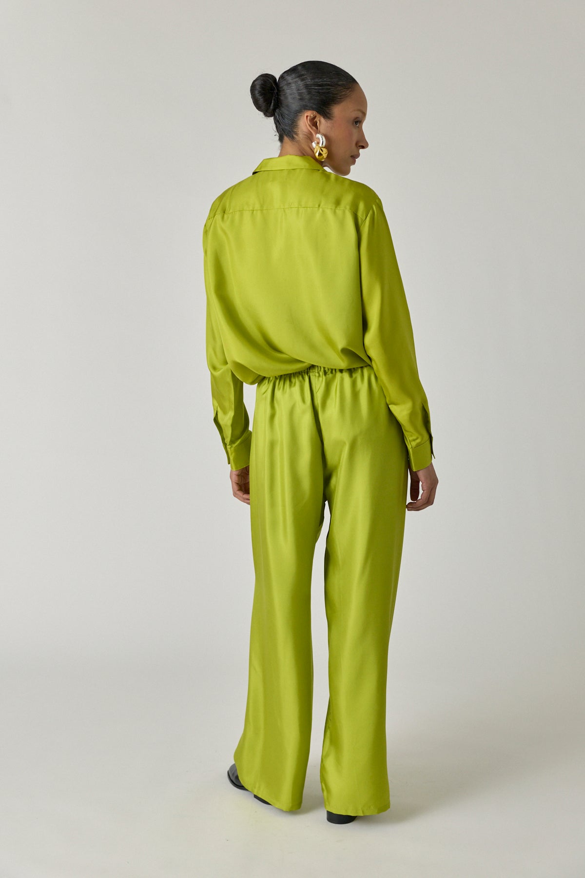 Silk Drawstring Pant - Chartreuse