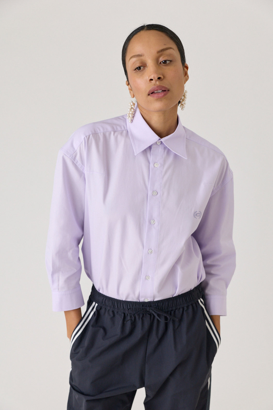 Shrunken Shirt Lilac Top