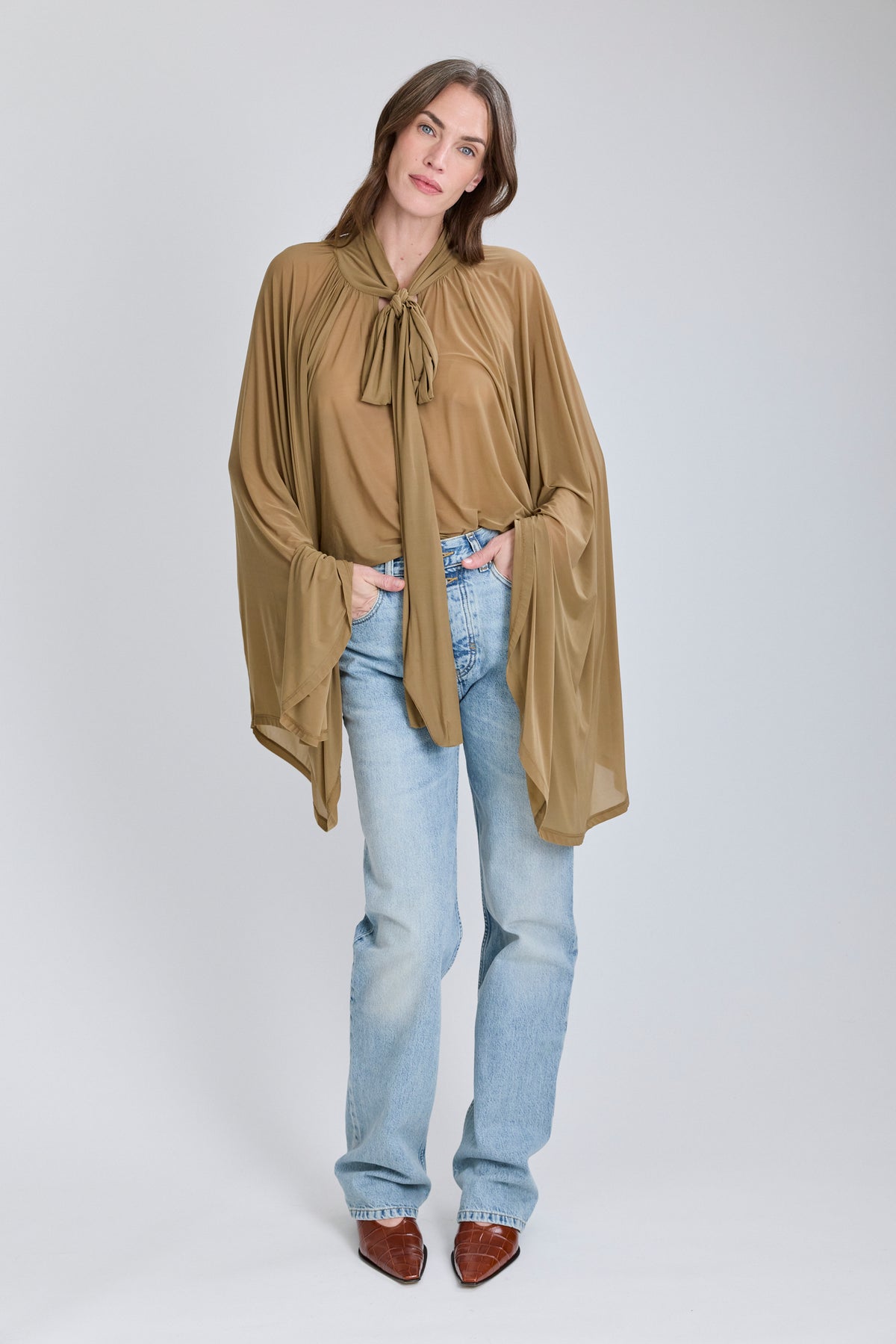 Top Collants Blouse - Noisette