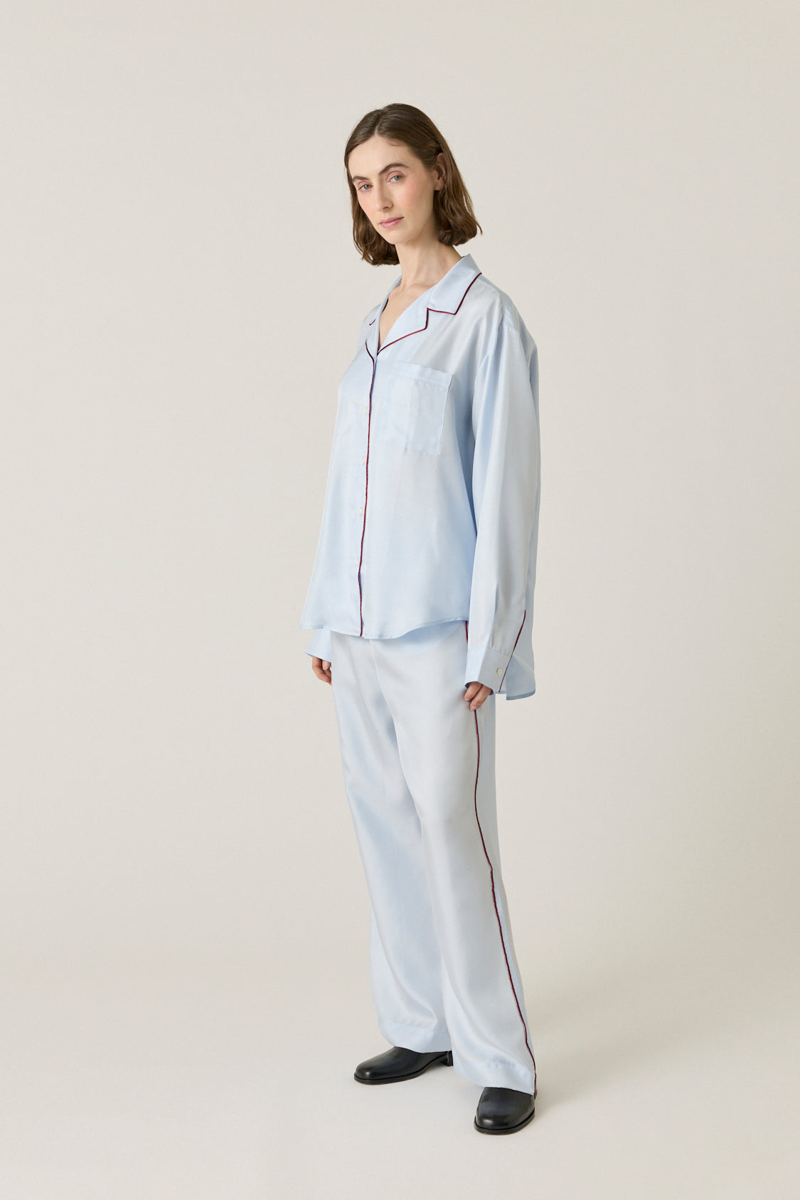 Notched Collar Shirt Piped - Glacier