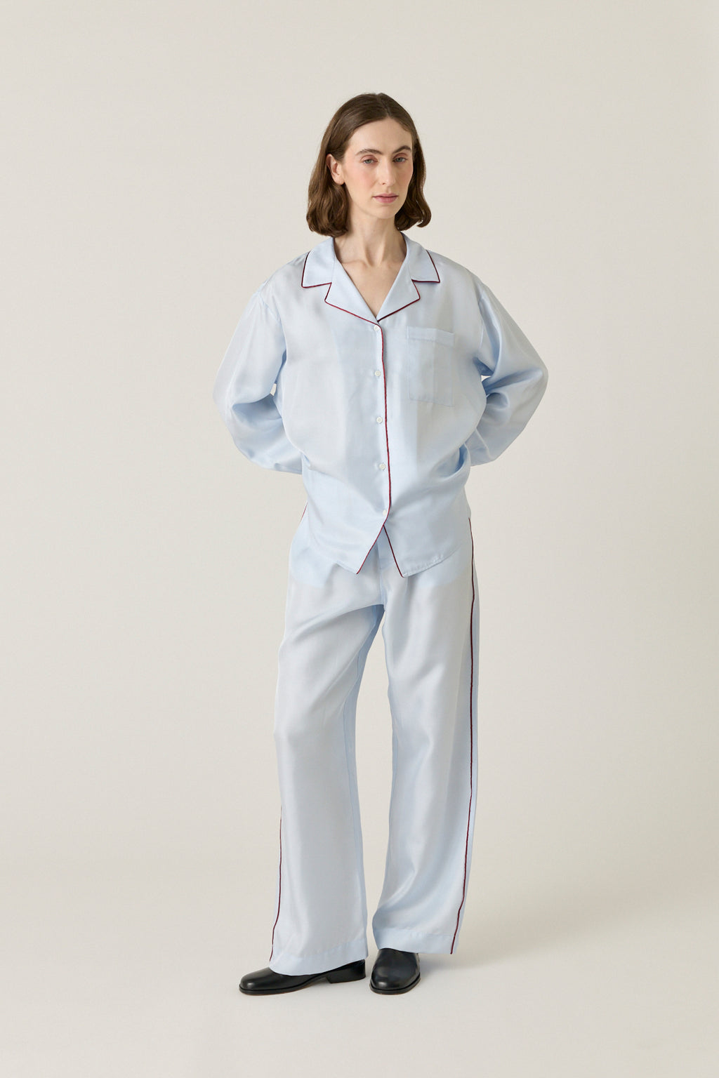 Notched Collar Shirt Piped - Glacier