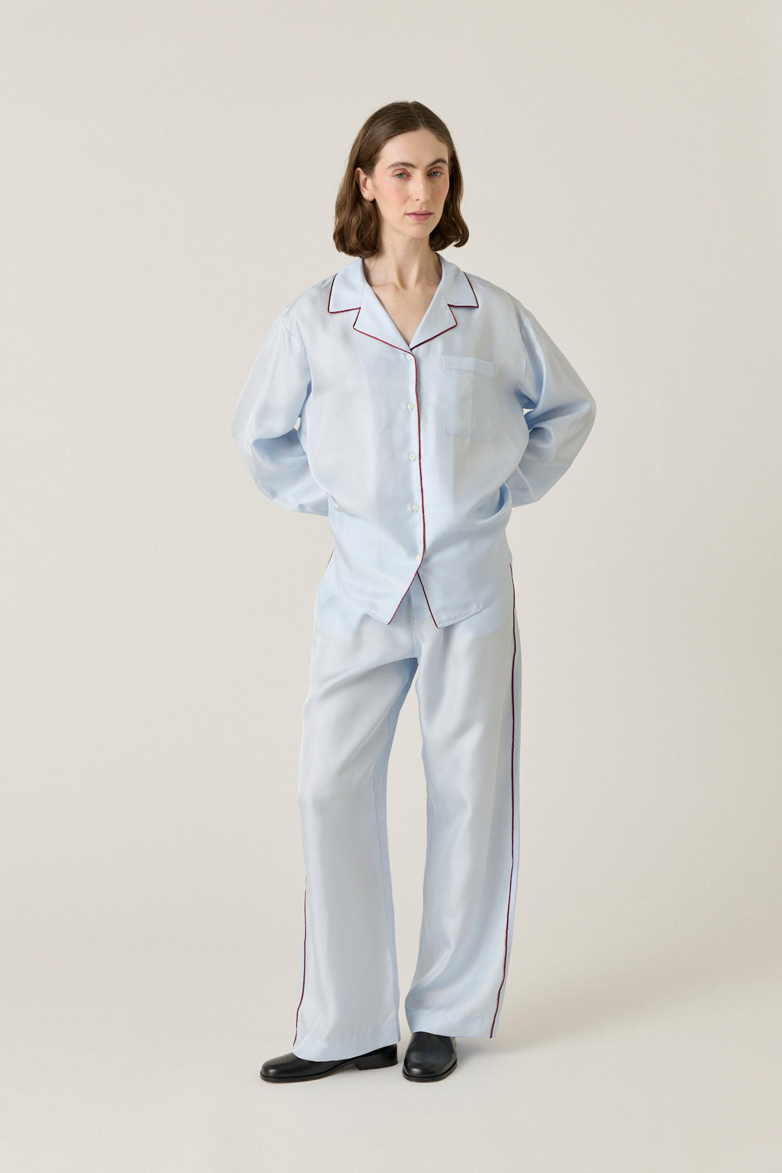 Notched Collar Shirt Piped - Glacier