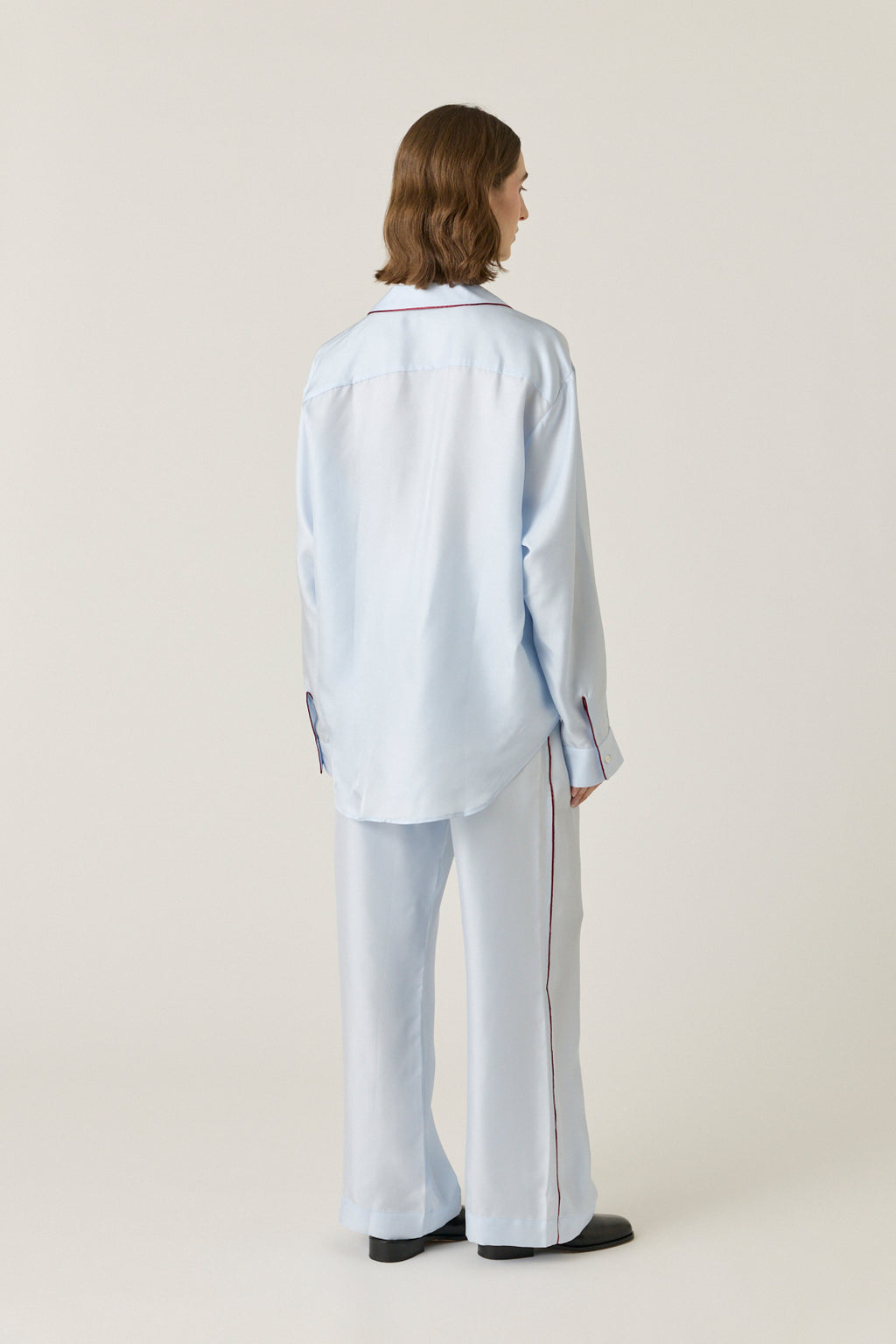 Notched Collar Shirt Piped - Glacier