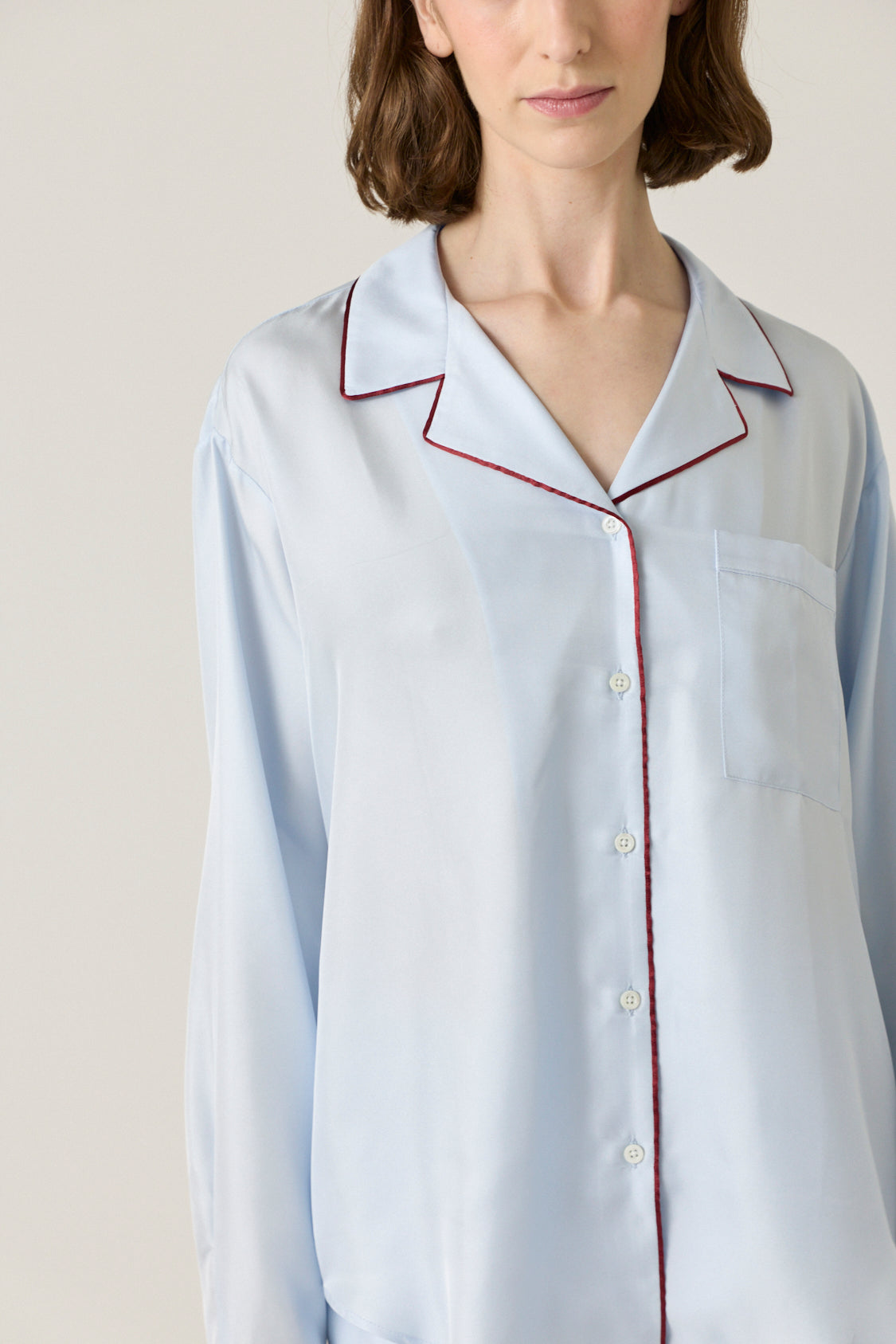 Notched Collar Shirt Piped - Glacier