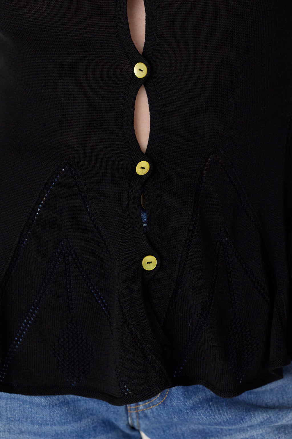 Knitted Pointelle Godet Cardigan
