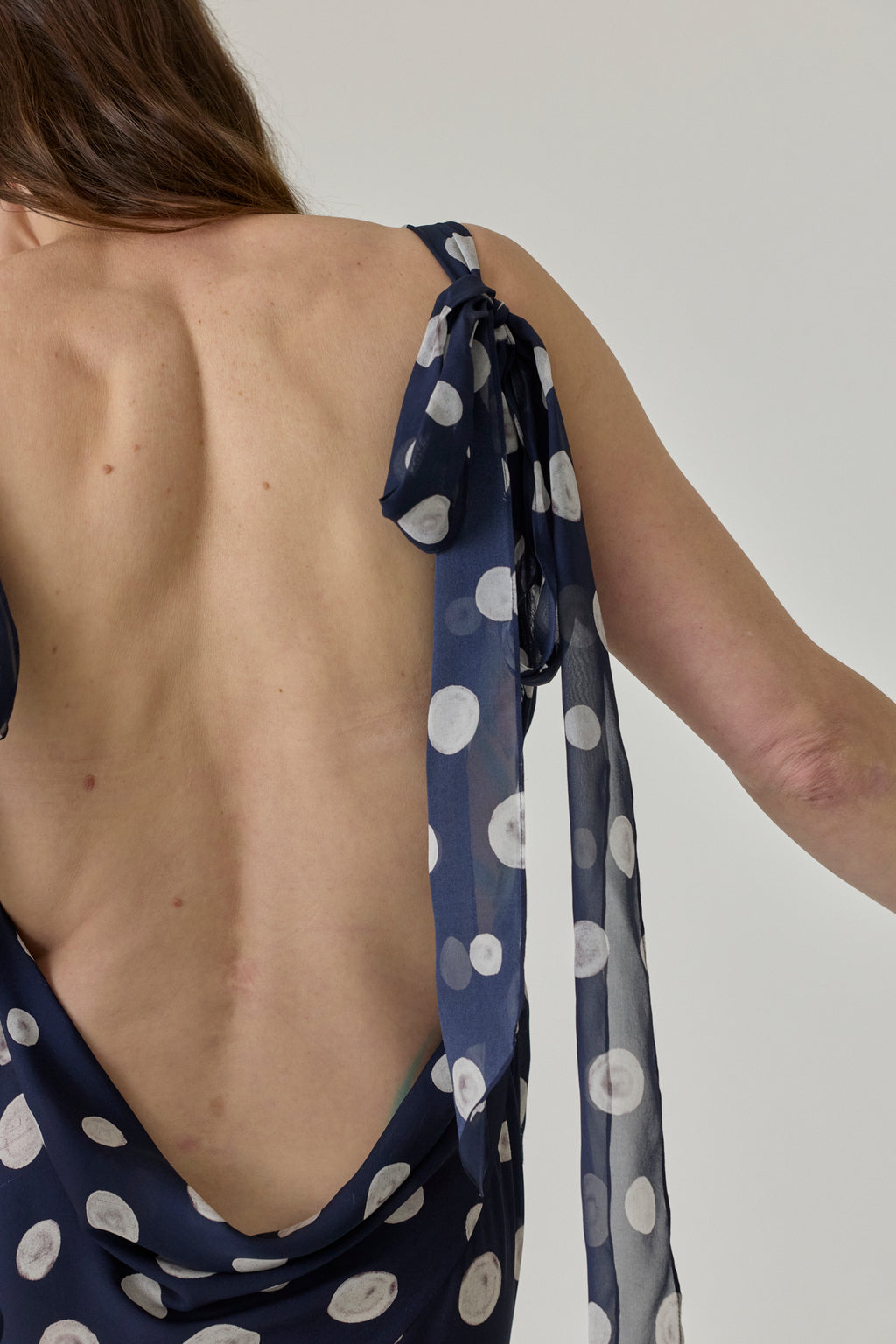 Polka Dot Sash Strap Gown