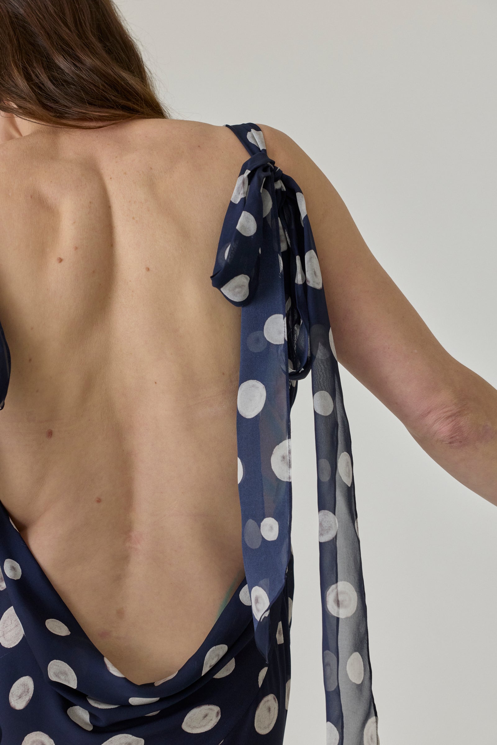 Polka Dot Sash Strap Gown