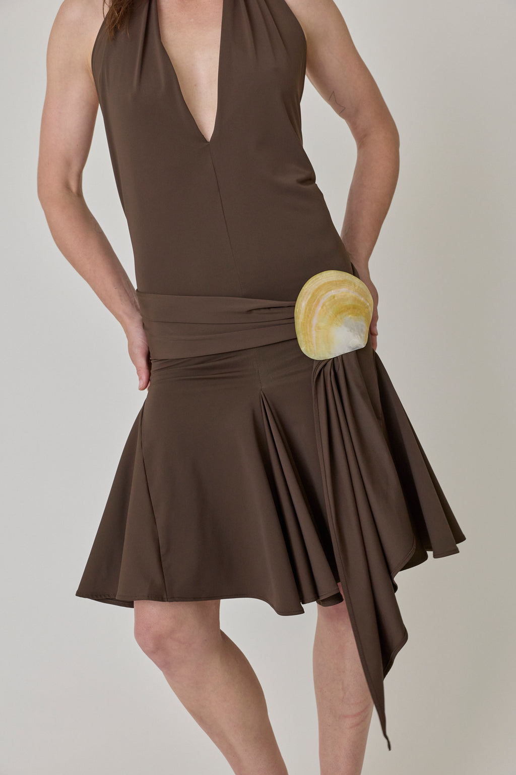 Halterneck Midi Shell Dress