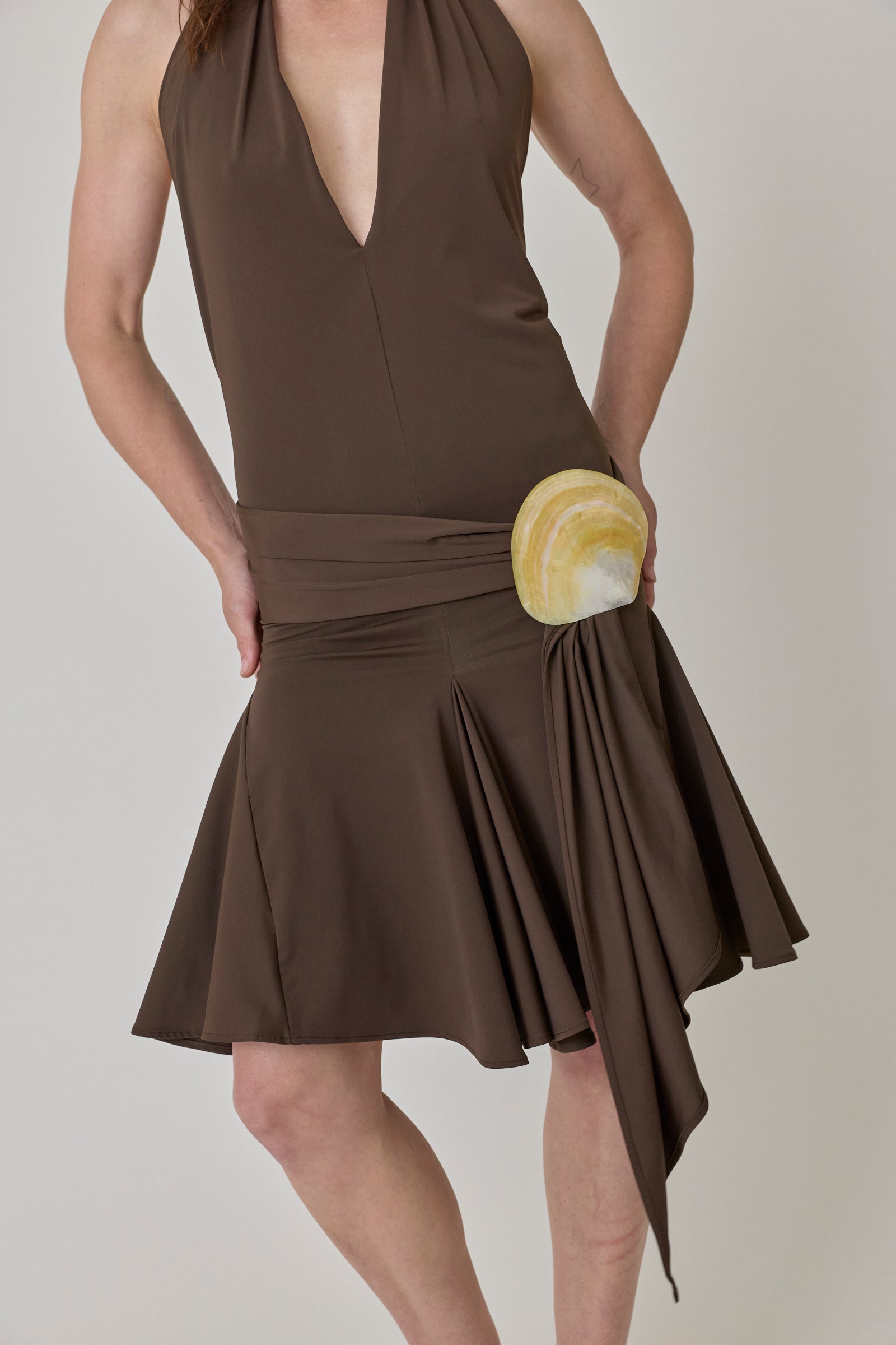 Halterneck Midi Shell Dress