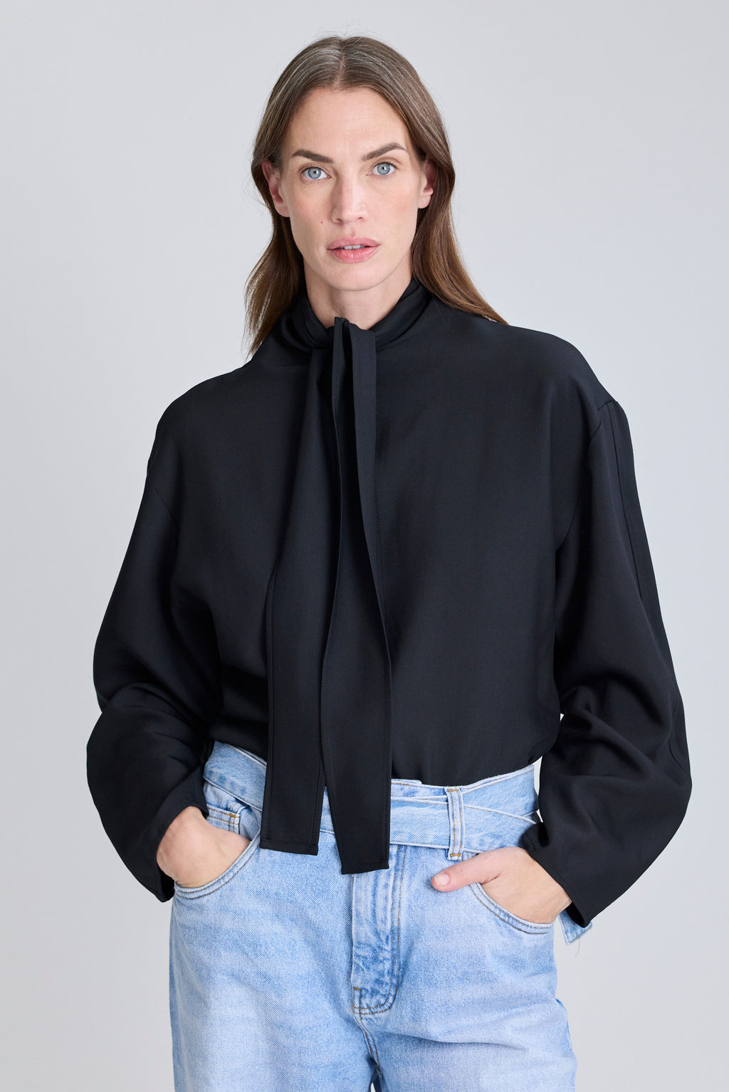 Loti Draped Tie-Neck Top