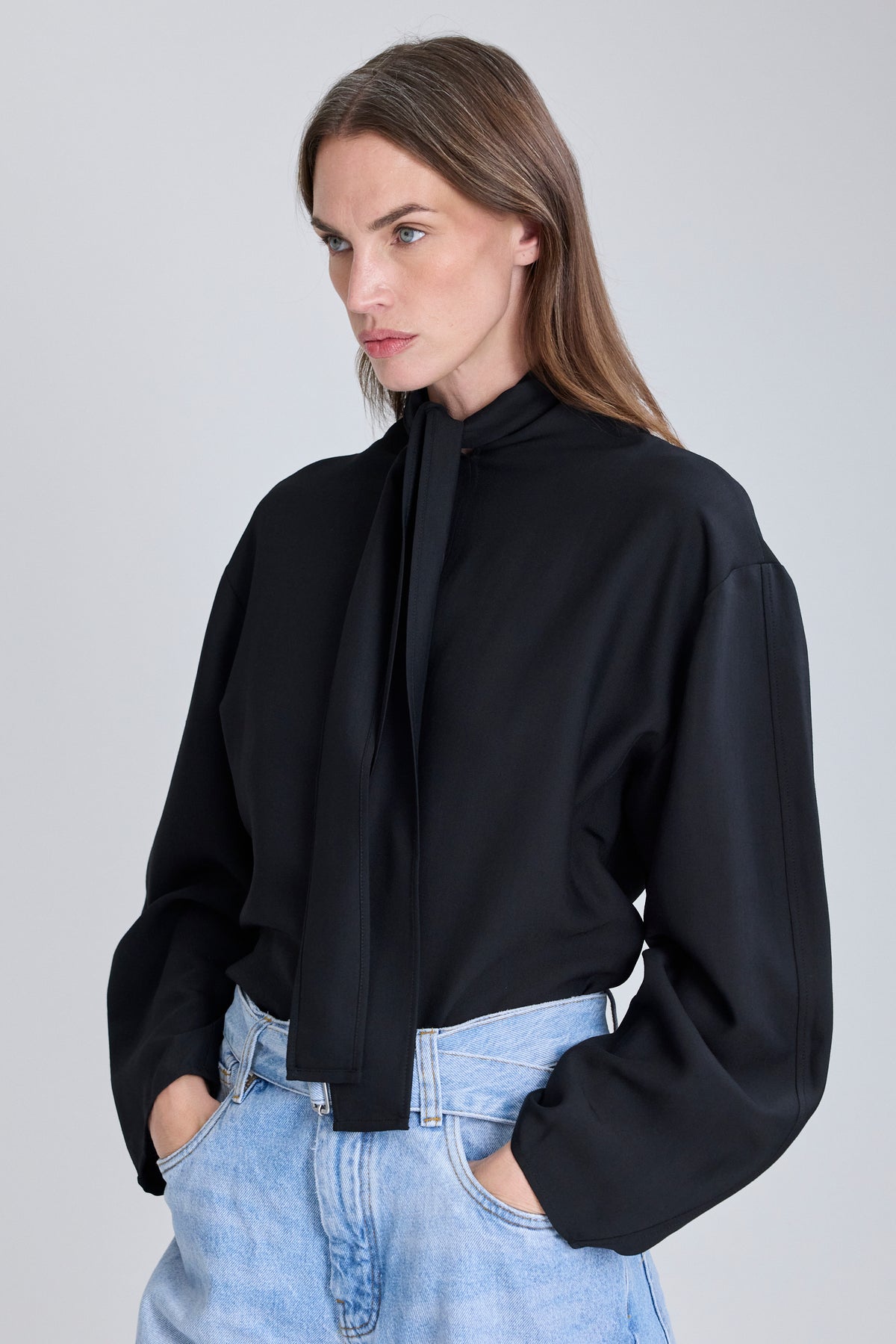 Loti Draped Tie-Neck Top