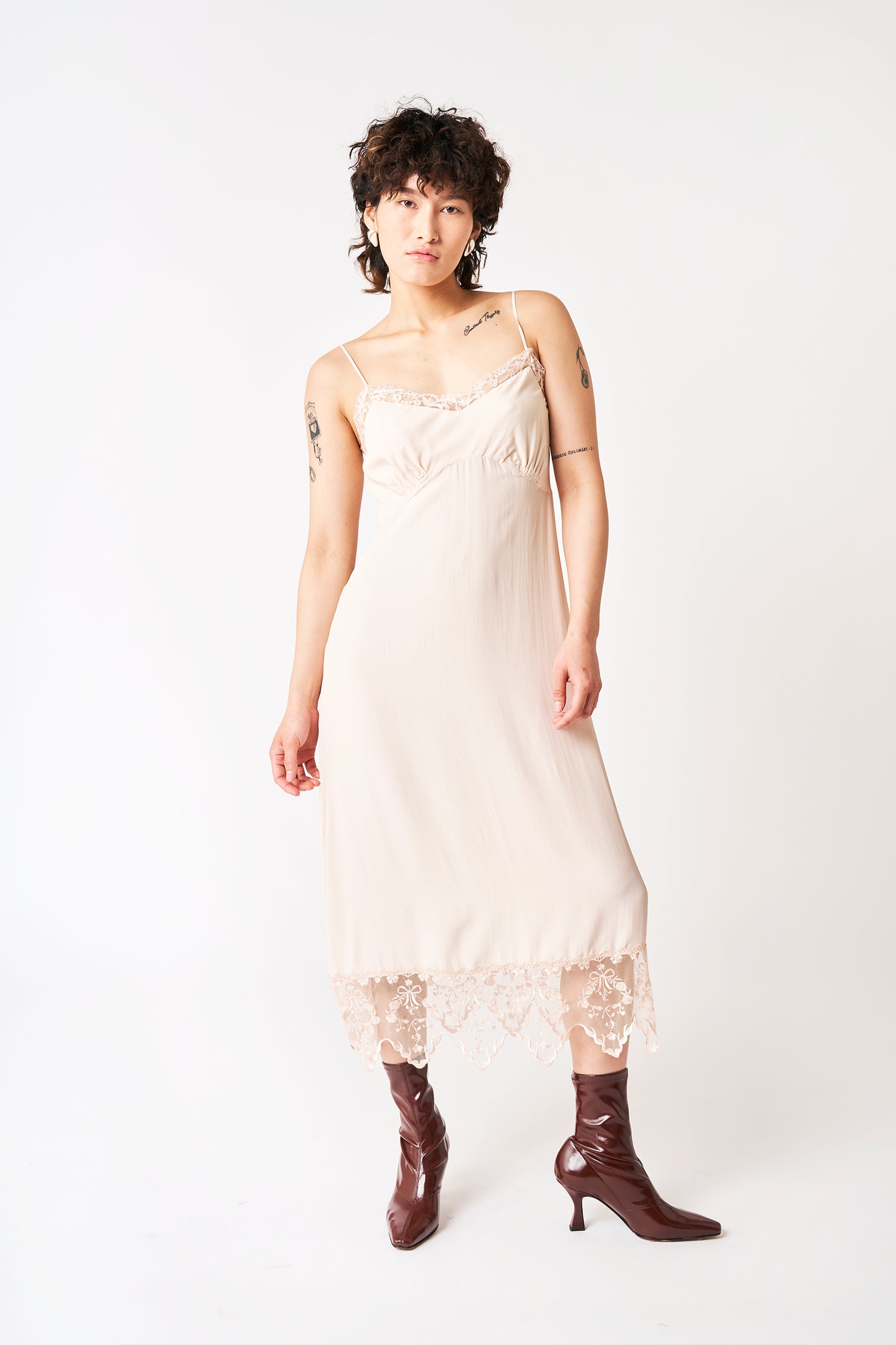 Slip Dress with Lace Trim