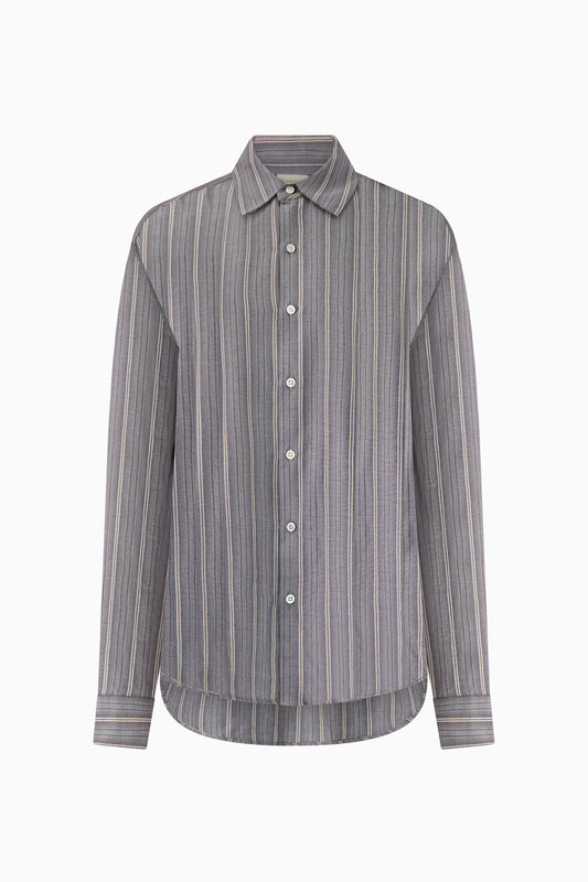 Classic Flannel Shirt - Grey Stripe