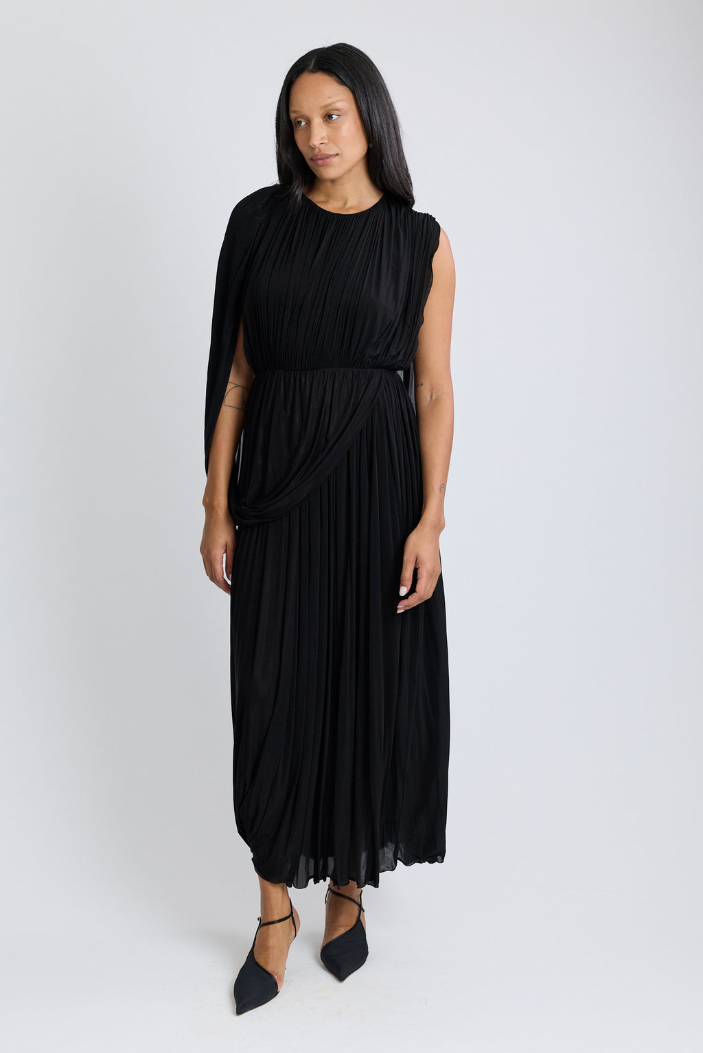 Kahlo Asymmetric Draped Loop Jersey Dress