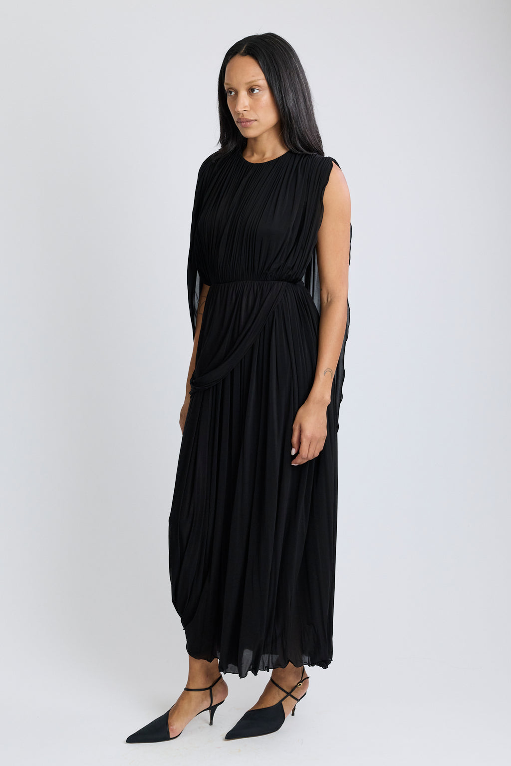 Kahlo Asymmetric Draped Loop Jersey Dress