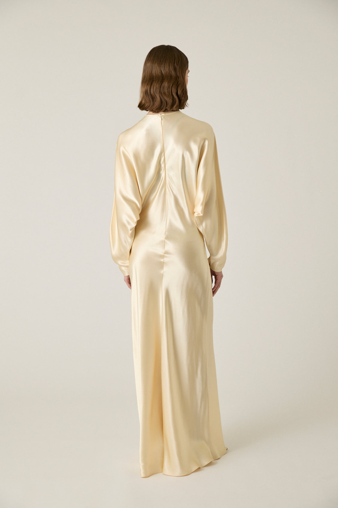 Naomie Hammered Satin Dress - Cream