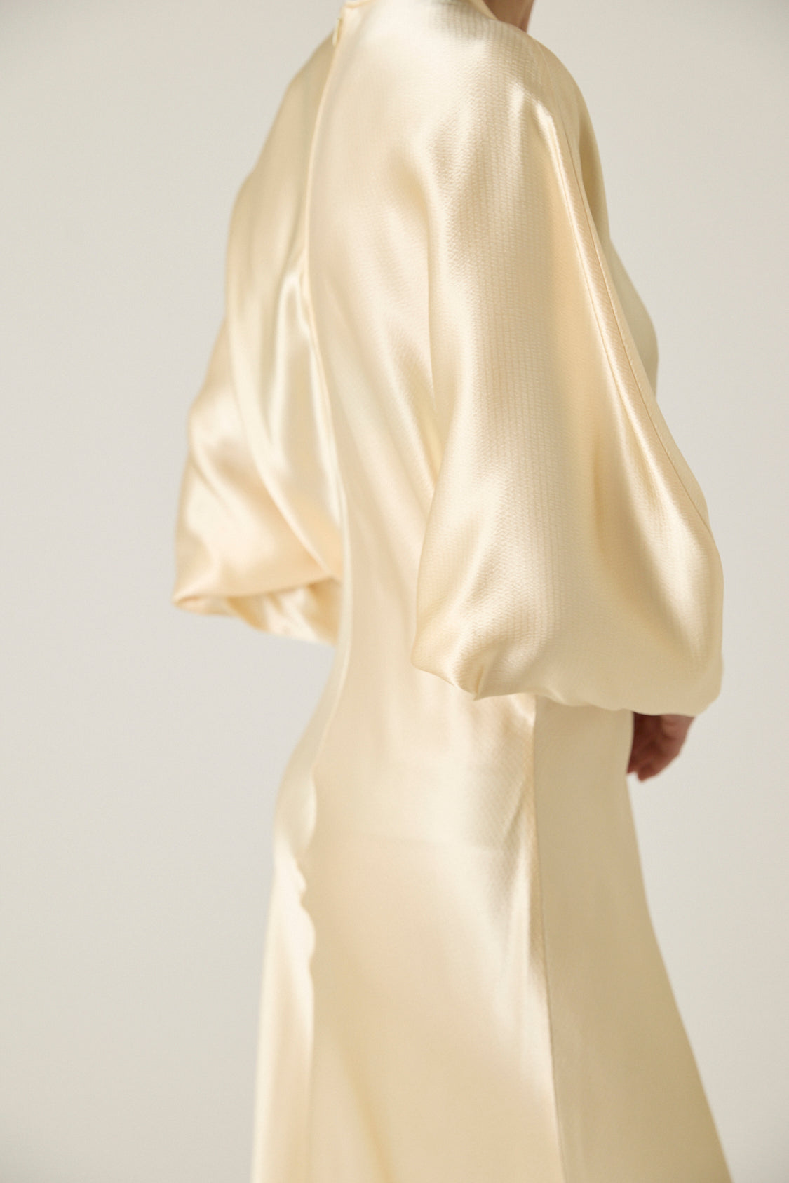 Naomie Hammered Satin Dress - Cream