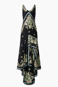 Roberto Cavalli Floral Evening Gown with Metal Tassels