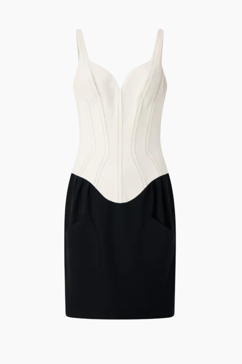 Thierry Mugler Black and White Corset Dress