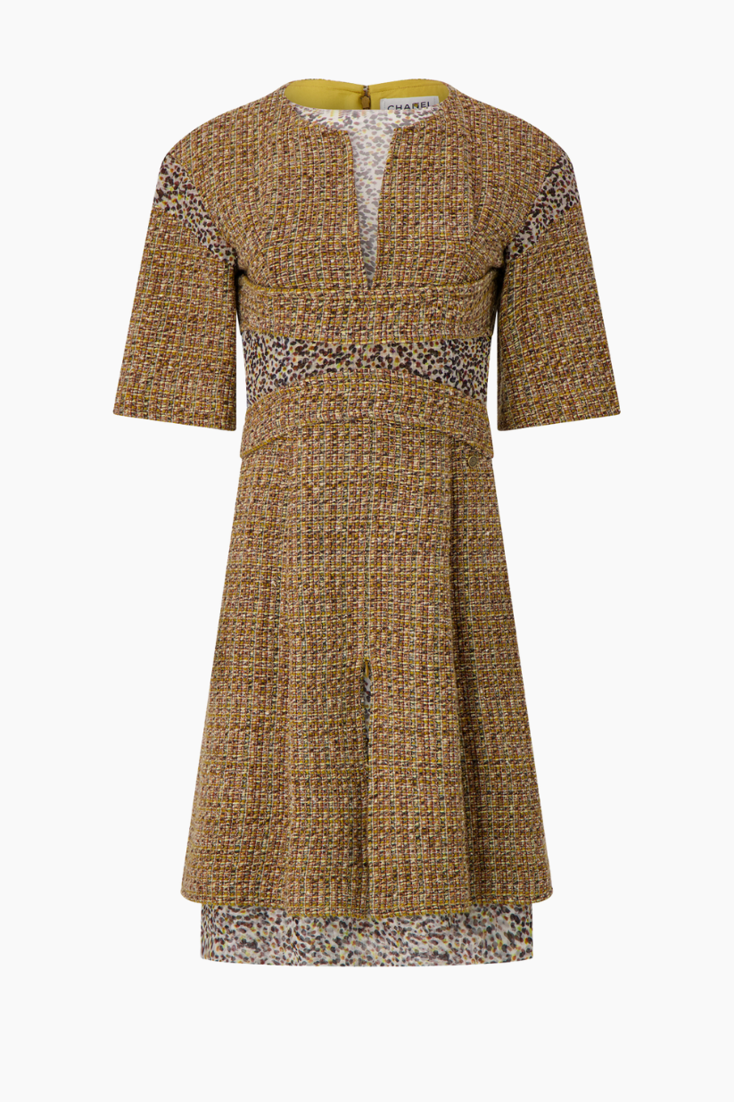 Chanel Tweed and Sheer-Panelled Dress