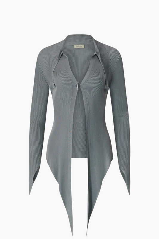 Angular Ribbed Knit Cardigan