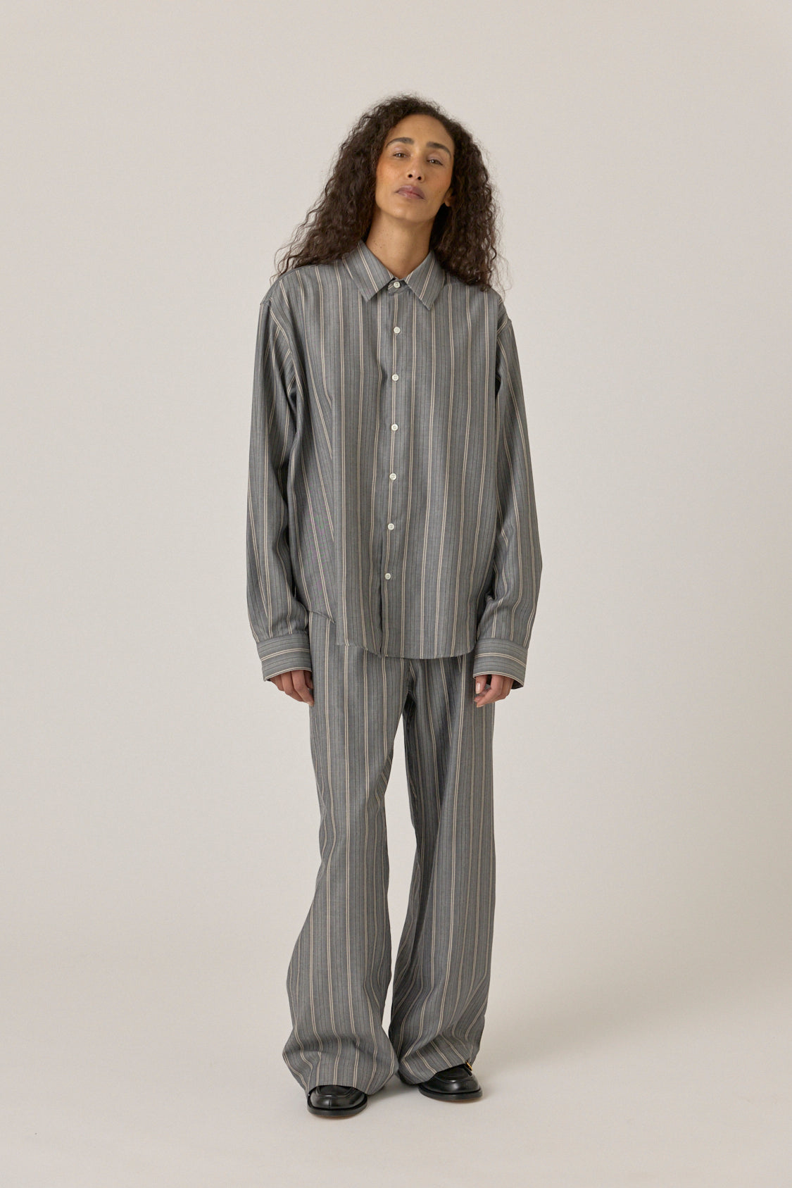 Classic Flannel Shirt - Grey Stripe