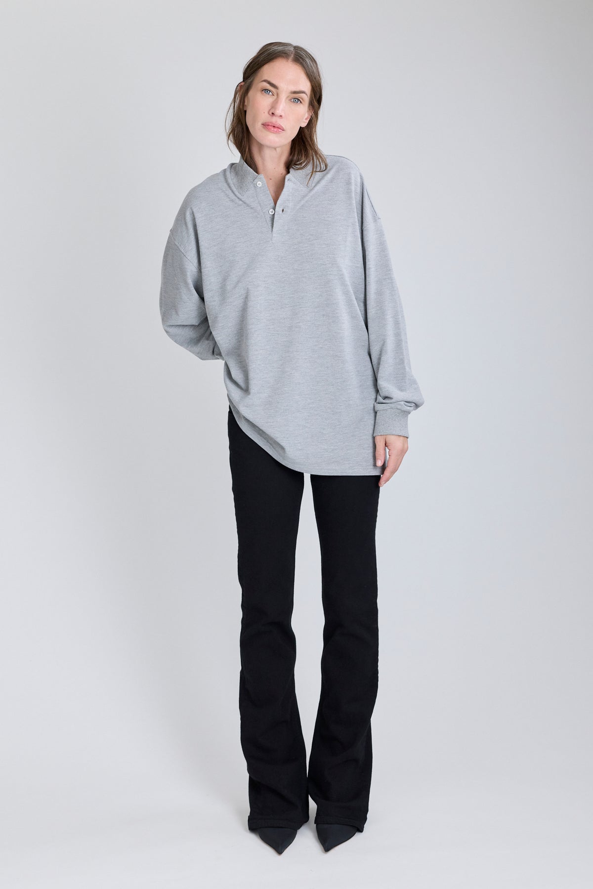 Flat Polo w/ Long Sleeves - Grey