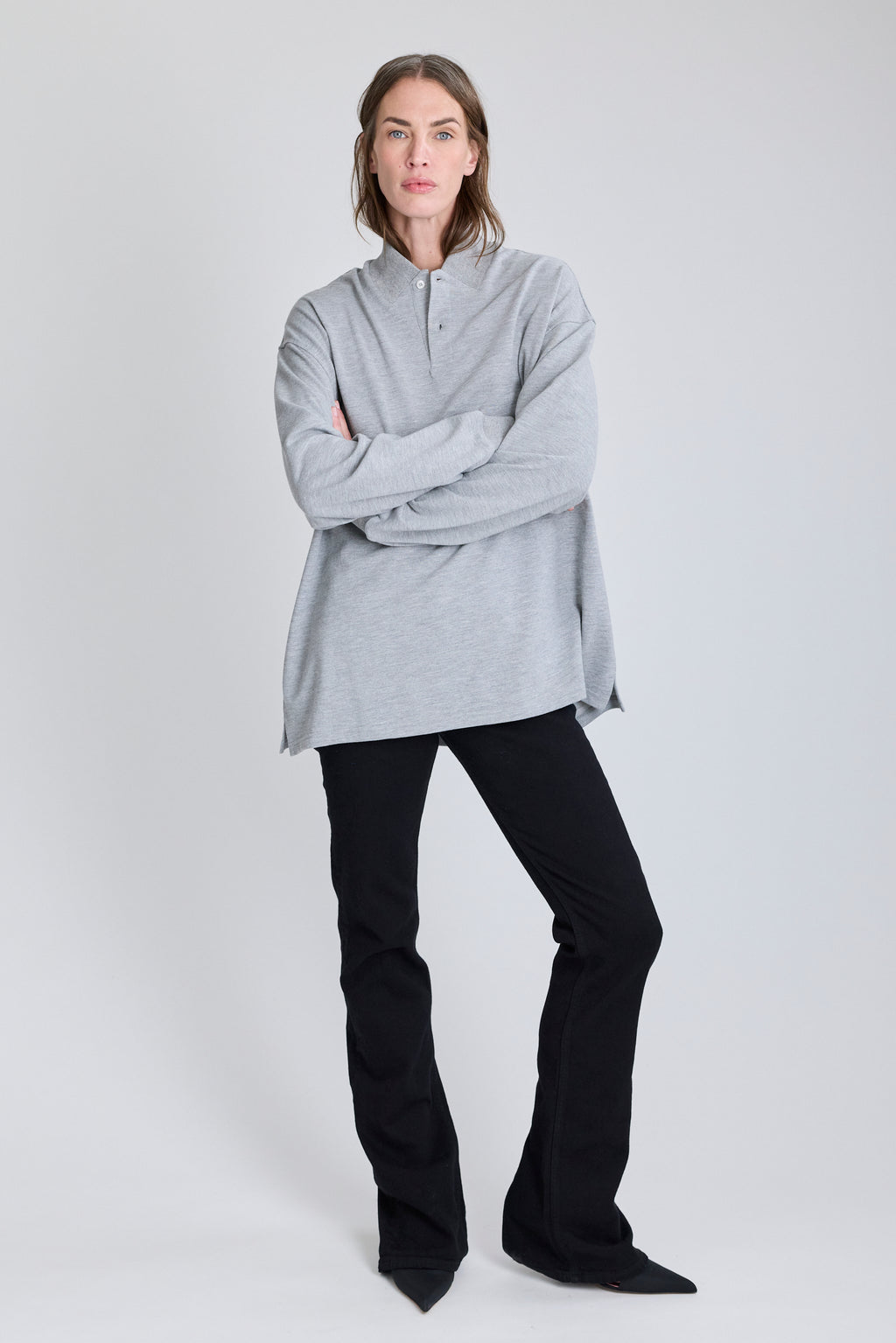 Flat Polo w/ Long Sleeves - Grey