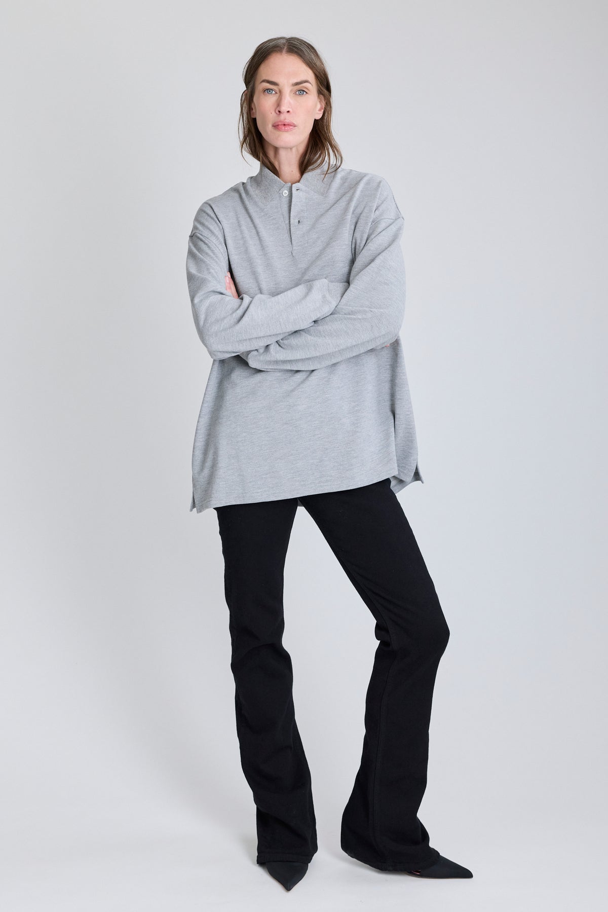 Flat Polo w/ Long Sleeves - Grey