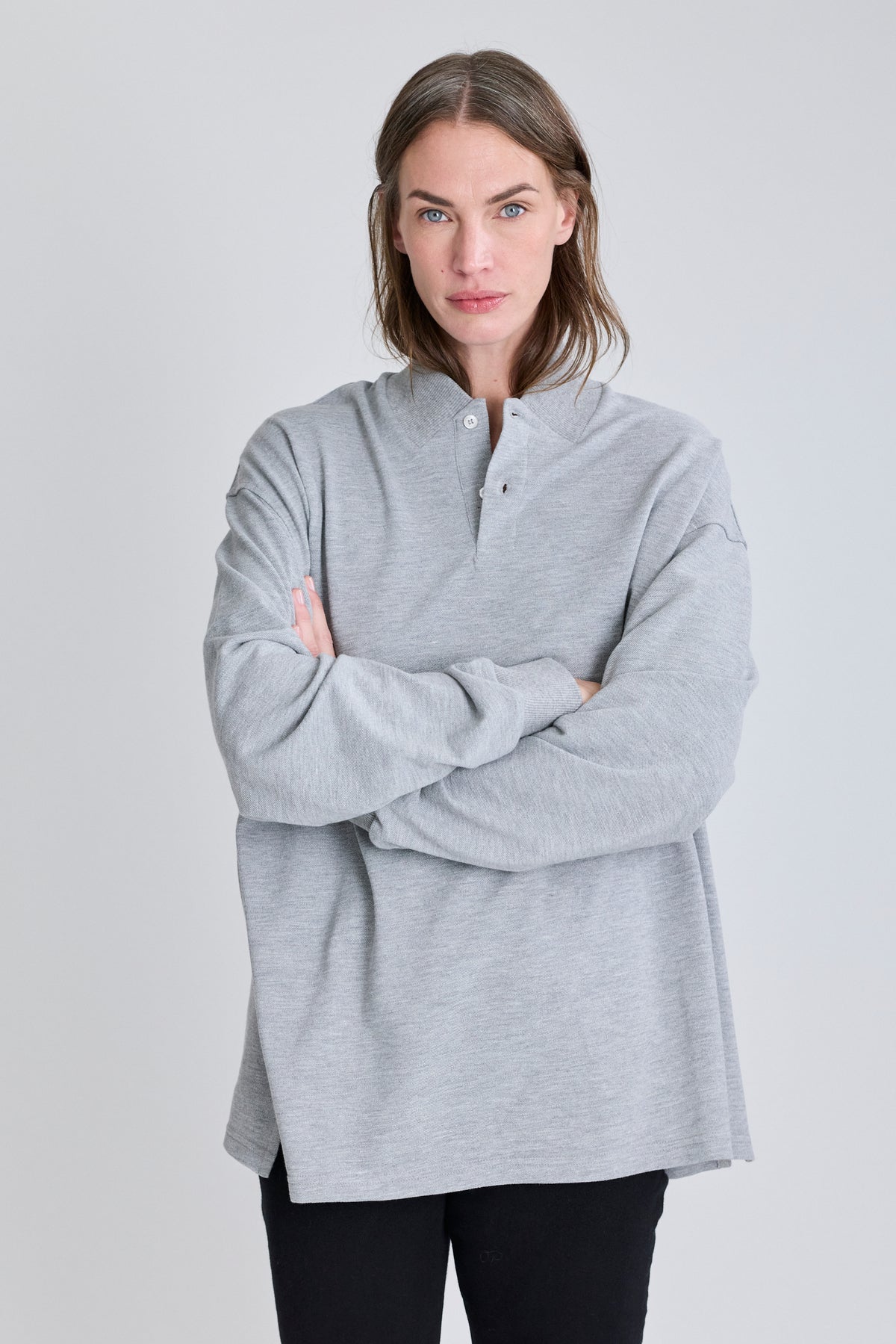Flat Polo w/ Long Sleeves - Grey