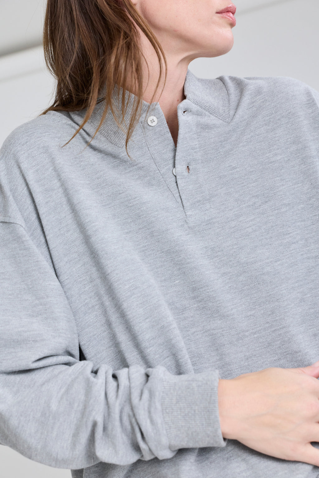 Flat Polo w/ Long Sleeves - Grey