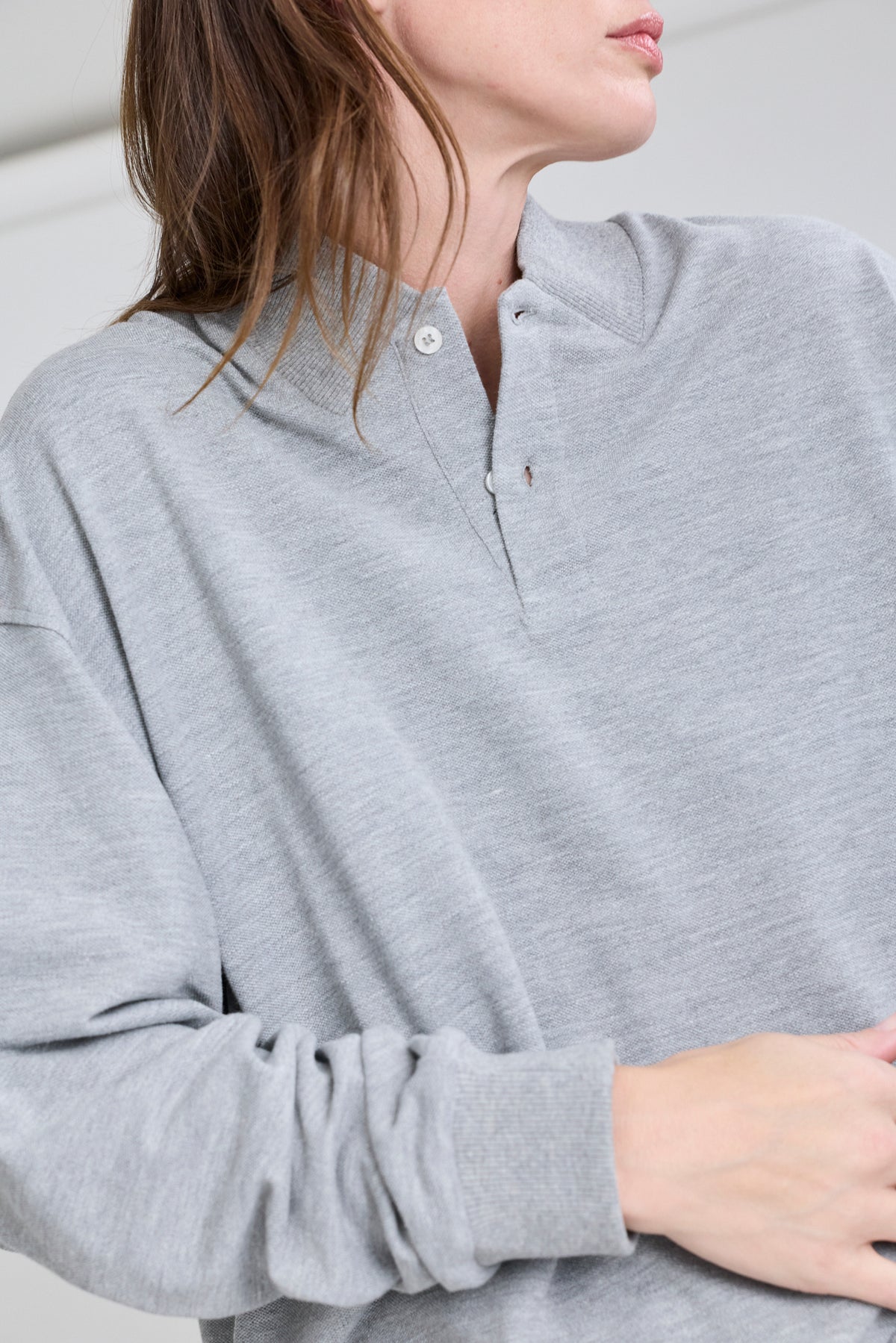 Flat Polo w/ Long Sleeves - Grey
