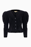 Hanae Mori Silk Satin & Velvet Blouse