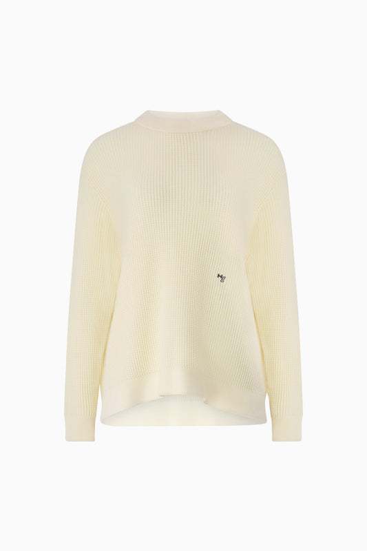 Waffle Knit Pullover Ivory