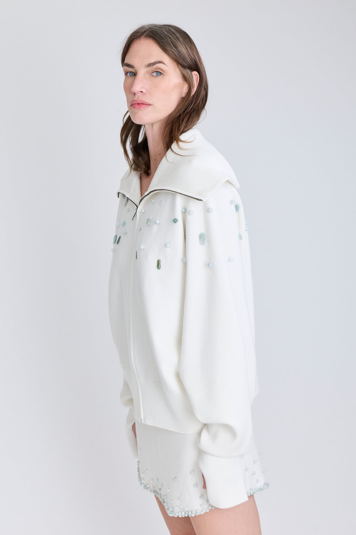 Jade Beaded Knit Sweater