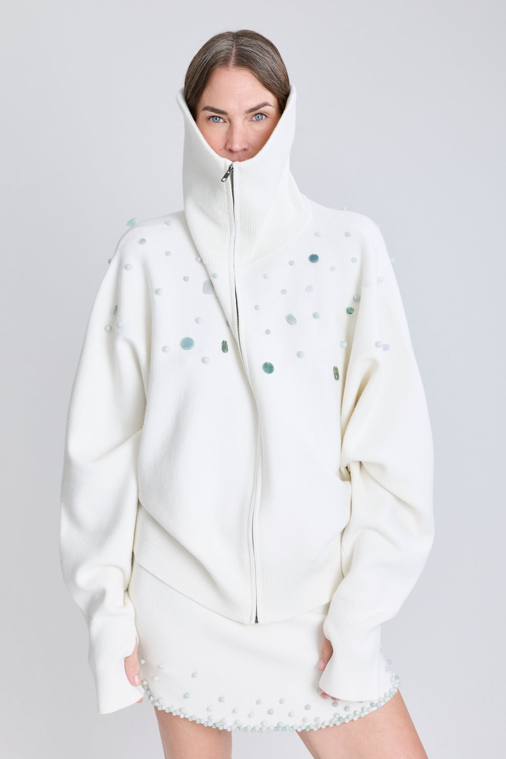 Jade Beaded Knit Sweater
