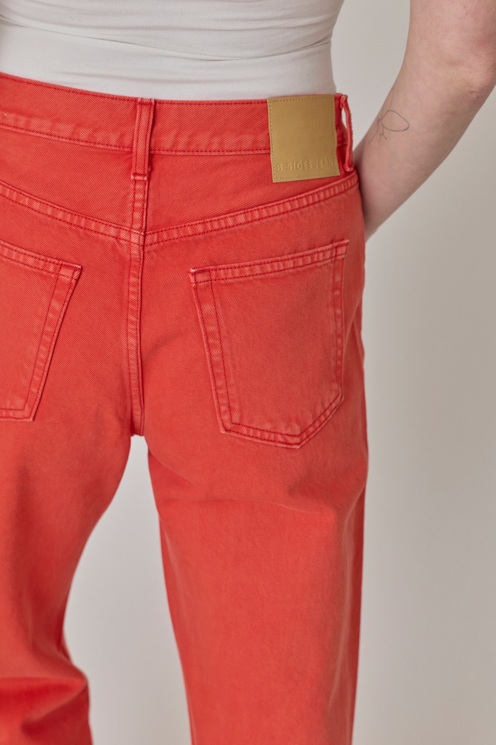 Charlot Split Hem Jean - Faded Tomato Overdye