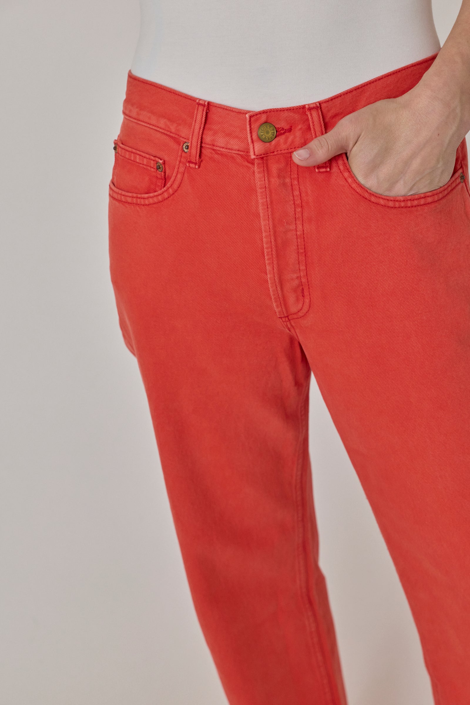 Charlot Split Hem Jean - Faded Tomato Overdye
