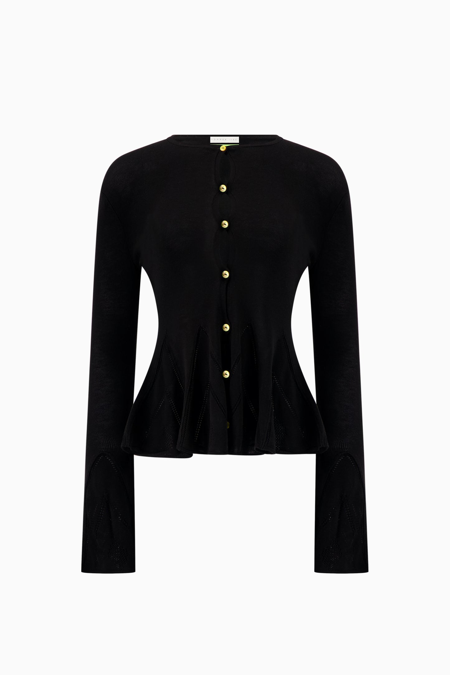 Knitted Pointelle Godet Cardigan