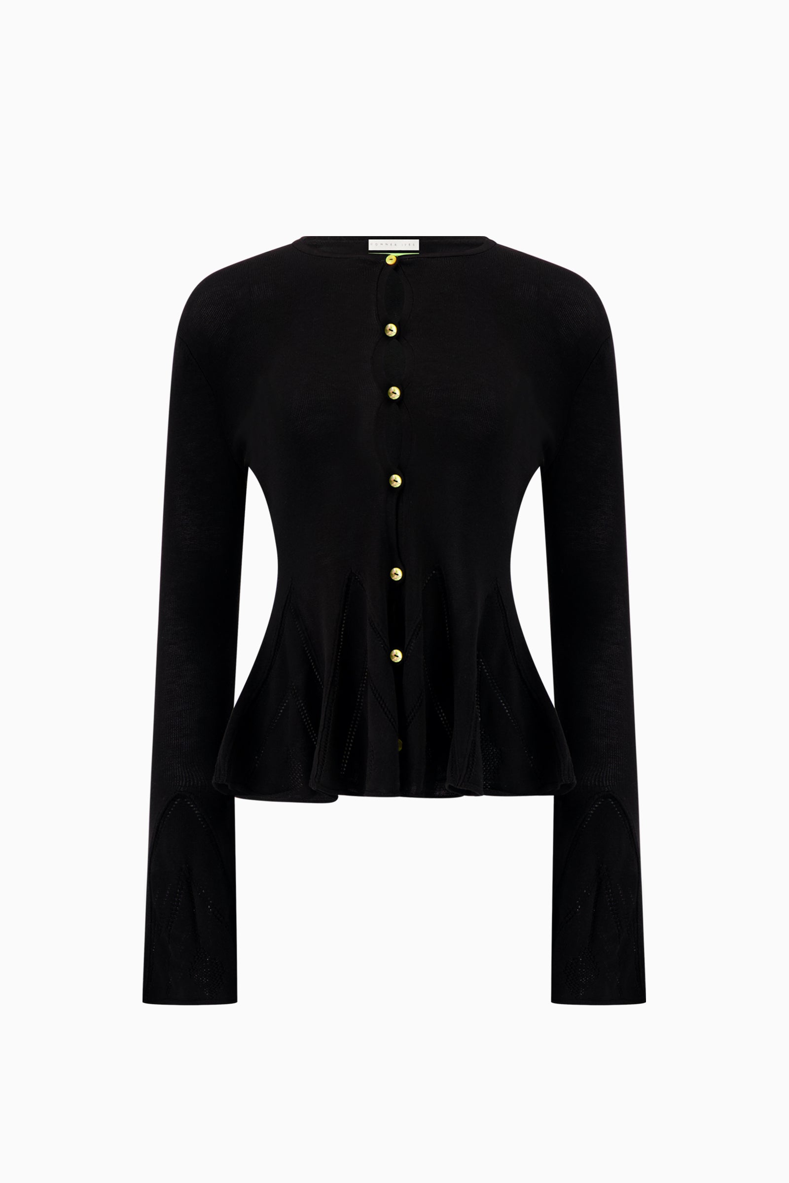 Knitted Pointelle Godet Cardigan