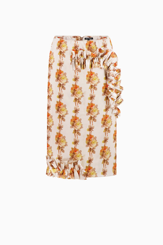 Long Slip Skirt with Ruffles