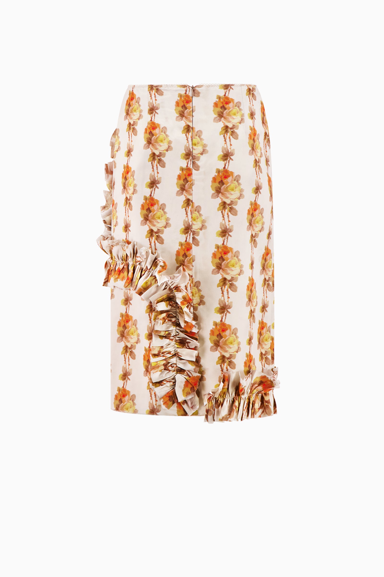 Long Slip Skirt with Ruffles