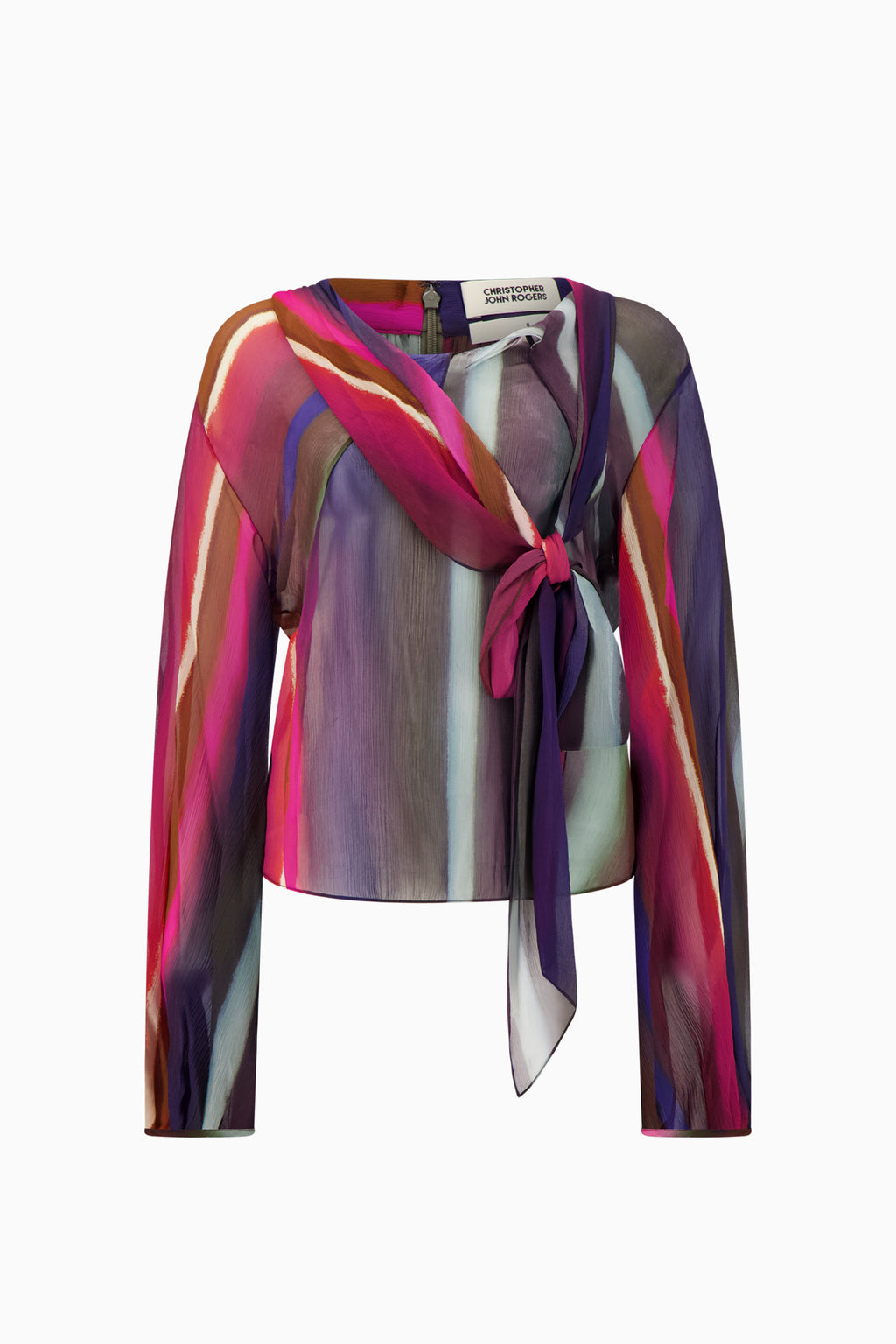 Louie Stripe Scarf Neck Blouse