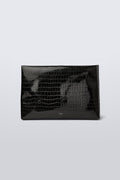 XL Pouch - Black Lacquer Croco