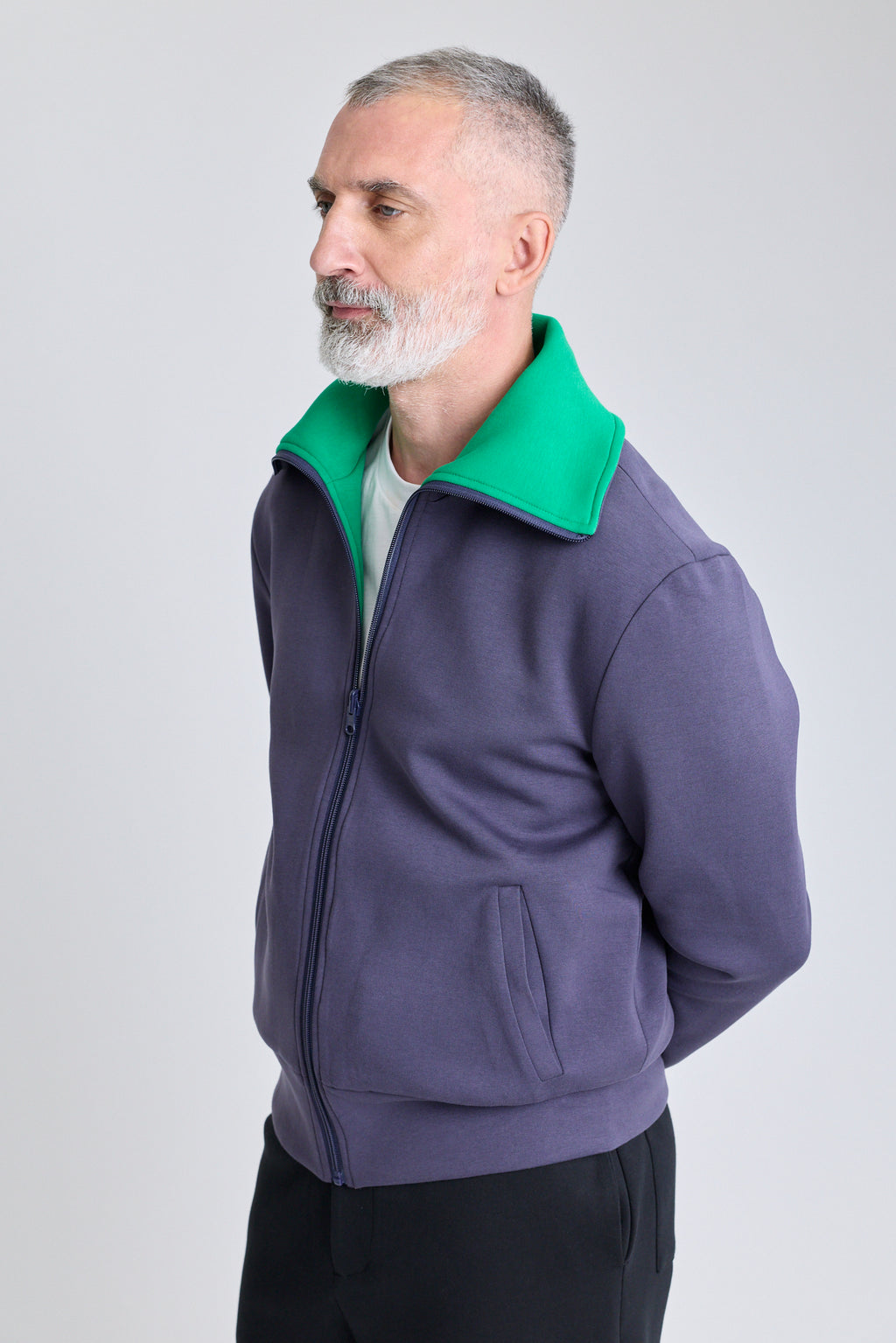 Reversible High-Neck Zip Jersey Jacket